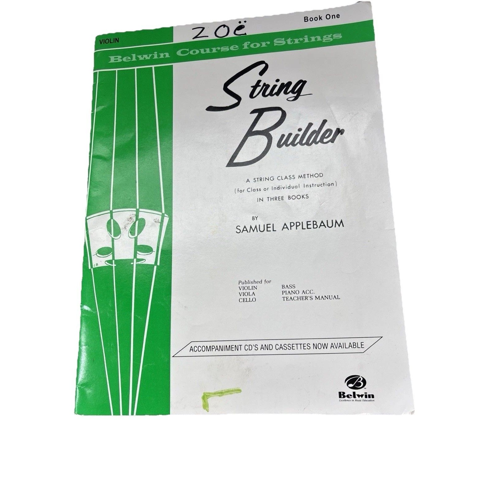 Belwin String Builder Book One Violin Samuel Applebaum Course Method Sheet Music